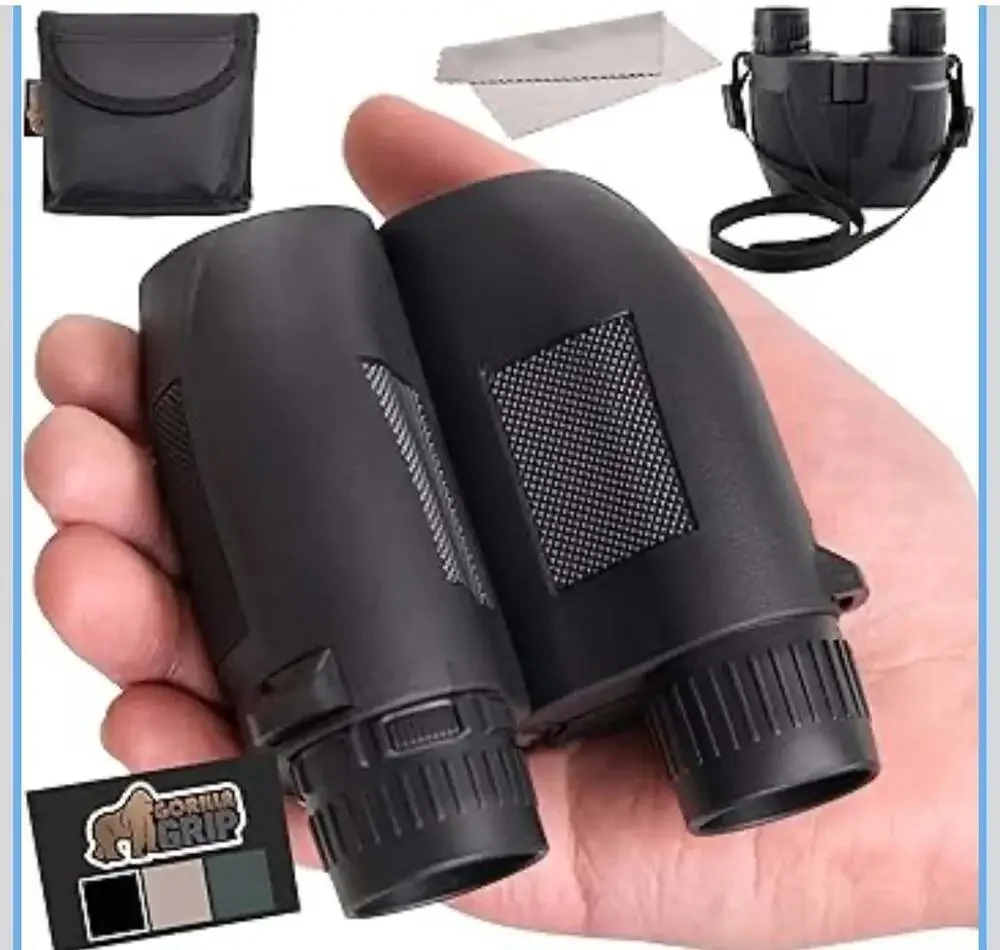 Gorilla Grip 10x25 Compact Binoculars for Adults, High Powered 10X Magnification